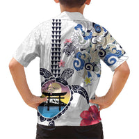 Hawaiian and Japanese Together Hawaiian Shirt Japanese Culture and Turtle Kakau Tattoo White Color