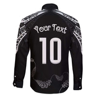 New Zealand Rugby Custom Family Matching Off The Shoulder Long Sleeve Dress and Hawaiian Shirt Aotearoa Armour Blacks Silver Ferns - Polynesian Pride