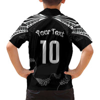 New Zealand Rugby Custom Family Matching Tank Maxi Dress and Hawaiian Shirt Aotearoa Armour Blacks Silver Ferns - Polynesian Pride