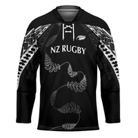 New Zealand Rugby Custom Hockey Jersey Aotearoa Armour Blacks Silver Ferns LT03 Unisex Black - Polynesian Pride