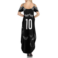 New Zealand Rugby Custom Summer Maxi Dress Aotearoa Armour Blacks Silver Ferns - Polynesian Pride