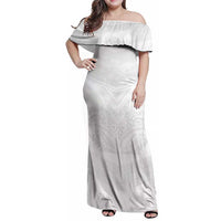 Tonga White Sunday Family Matching Off Shoulder Maxi Dress and Hawaiian Shirt Tongan Tribal Heritage Tattoos - Polynesian Pride