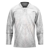 Tonga White Sunday Hockey Jersey Tongan Tribal Heritage Tattoos LT03 Unisex White - Polynesian Pride