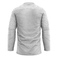 Tonga White Sunday Hockey Jersey Tongan Tribal Heritage Tattoos LT03 - Polynesian Pride