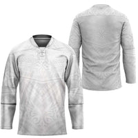 Tonga White Sunday Hockey Jersey Tongan Tribal Heritage Tattoos LT03 - Polynesian Pride