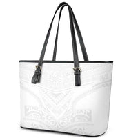 Tonga White Sunday Leather Tote Bag Tongan Tribal Heritage Tattoos - Polynesian Pride
