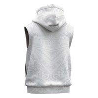 Tonga White Sunday Sleeveless Zip Hoodie Tongan Tribal Heritage Tattoos LT03 - Polynesian Pride