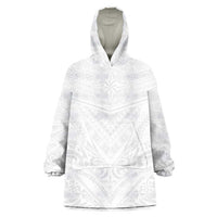 Tonga White Sunday Wearable Blanket Hoodie Tongan Tribal Heritage Tattoos - Polynesian Pride