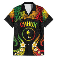 Personalised Chuuk Independence Day Family Matching Mermaid Dress and Hawaiian Shirt Polynesian Tattoo and Plumeria Reggae Color