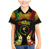 Personalised Chuuk Independence Day Family Matching Mermaid Dress and Hawaiian Shirt Polynesian Tattoo and Plumeria Reggae Color