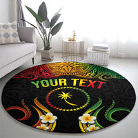 Personalised Chuuk Independence Day Round Carpet Polynesian Tattoo and Plumeria Reggae Color