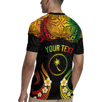 Personalised Chuuk Independence Day Rugby Jersey Polynesian Tattoo and Plumeria Reggae Color