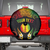 Personalised New Caledonia Independence Day Spare Tire Cover Polynesian Tattoo and Plumeria Reggae Color