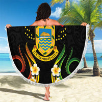 Personalised Tuvalu Independence Day Beach Blanket Polynesian Tattoo and Plumeria Reggae Color LT03 - Polynesian Pride