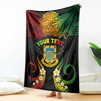 Personalised Tuvalu Independence Day Blanket Polynesian Tattoo and Plumeria Reggae Color LT03 - Polynesian Pride