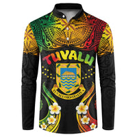 Personalised Tuvalu Independence Day Button Sweatshirt Polynesian Tattoo and Plumeria Reggae Color LT03 Reggae - Polynesian Pride