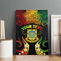 Personalised Tuvalu Independence Day Canvas Wall Art Polynesian Tattoo and Plumeria Reggae Color LT03 - Polynesian Pride