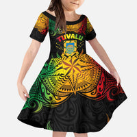Personalised Tuvalu Independence Day Family Matching Puletasi and Hawaiian Shirt Polynesian Tattoo and Plumeria Reggae Color