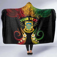 Personalised Tuvalu Independence Day Hooded Blanket Polynesian Tattoo and Plumeria Reggae Color LT03 One Size Reggae - Polynesian Pride