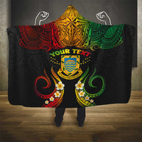 Personalised Tuvalu Independence Day Hooded Blanket Polynesian Tattoo and Plumeria Reggae Color LT03 - Polynesian Pride