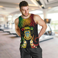 Personalised Tuvalu Independence Day Men Tank Top Polynesian Tattoo and Plumeria Reggae Color LT03 Reggae - Polynesian Pride