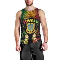 Personalised Tuvalu Independence Day Men Tank Top Polynesian Tattoo and Plumeria Reggae Color LT03 - Polynesian Pride