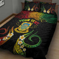 Personalised Tuvalu Independence Day Quilt Bed Set Polynesian Tattoo and Plumeria Reggae Color LT03 - Polynesian Pride