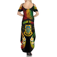 Personalised Tuvalu Independence Day Summer Maxi Dress Polynesian Tattoo and Plumeria Reggae Color LT03 - Polynesian Pride