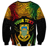 Personalised Tuvalu Independence Day Sweatshirt Polynesian Tattoo and Plumeria Reggae Color LT03 - Polynesian Pride