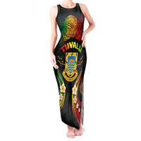Personalised Tuvalu Independence Day Tank Maxi Dress Polynesian Tattoo and Plumeria Reggae Color LT03 Women Reggae - Polynesian Pride