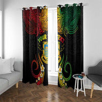 Personalised Tuvalu Independence Day Window Curtain Polynesian Tattoo and Plumeria Reggae Color LT03 With Grommets Reggae - Polynesian Pride