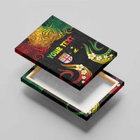 Personalised Malampa Fiji Day Canvas Wall Art Polynesian Tattoo and Plumeria Reggae Color