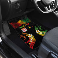 Personalised Malampa Fiji Day Car Mats Polynesian Tattoo and Plumeria Reggae Color