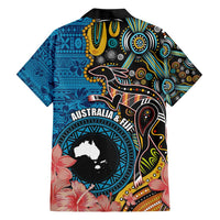 Fiji and Australia Kangaroos Hawaiian Shirt Indigenous Aboriginal and Fijian Masi Tribal Tattoo