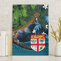 Fiji and New Zealand Tui Bird Canvas Wall Art Koru Fern Leafs and Palm Tree With Plumeria
