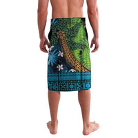 Fiji and New Zealand Tui Bird Lavalava Koru Fern Leafs and Palm Tree With Plumeria