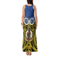 Vanuatu Tafea Province Tank Maxi Dress Pig Tusk Mix Maori Pattern and Namele Leaf LT03 - Polynesian Pride