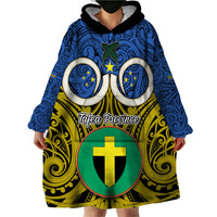 Vanuatu Tafea Province Wearable Blanket Hoodie Pig Tusk Mix Maori Pattern and Namele Leaf LT03 - Polynesian Pride