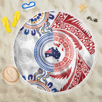 Tongan and Australian Culture Together Beach Blanket Ngatu Art Tribal Aboriginal Tattoo Pattern - Polynesian Pride