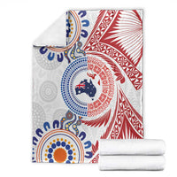 Tongan and Australian Culture Together Blanket Ngatu Art Tribal Aboriginal Tattoo Pattern LT03 - Polynesian Pride