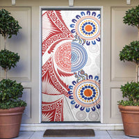 Tongan and Australian Culture Together Door Cover Ngatu Art Tribal Aboriginal Tattoo Pattern - Polynesian Pride