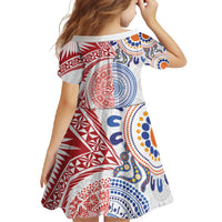 Tongan and Australian Culture Together Family Matching Short Sleeve Bodycon Dress and Hawaiian Shirt Ngatu Art Tribal Aboriginal Tattoo Pattern - Polynesian Pride
