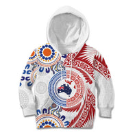 Tongan and Australian Culture Together Kid Hoodie Ngatu Art Tribal Aboriginal Tattoo Pattern - Polynesian Pride