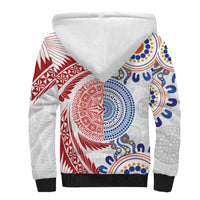 Tongan and Australian Culture Together Sherpa Hoodie Ngatu Art Tribal Aboriginal Tattoo Pattern - Polynesian Pride