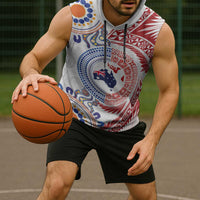 Tongan and Australian Culture Together Sleeveless Hoodie Ngatu Art Tribal Aboriginal Tattoo Pattern - Polynesian Pride