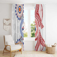 Tongan and Australian Culture Together Window Curtain Ngatu Art Tribal Aboriginal Tattoo Pattern - Polynesian Pride