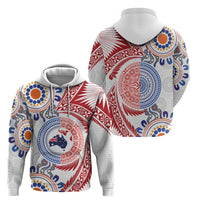 Tongan and Australian Culture Together Zip Hoodie Ngatu Art Tribal Aboriginal Tattoo Pattern - Polynesian Pride