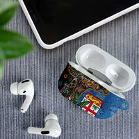 Fijian and Australian Culture Together AirPods Case Aboriginal Art and Tapa Motifs with Kangaroo and Palm Tree - Polynesian Pride