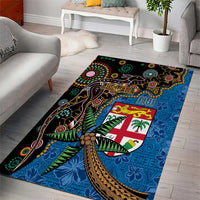 Fijian and Australian Culture Together Area Rug Aboriginal Art and Tapa Motifs with Kangaroo and Palm Tree - Polynesian Pride