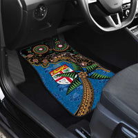 Fijian and Australian Culture Together Car Mats Aboriginal Art and Tapa Motifs with Kangaroo and Palm Tree - Polynesian Pride